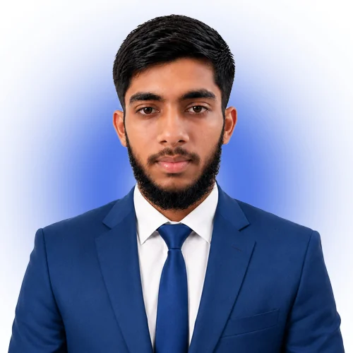 Muhammad Haris, Founder and CEO of ITovio and the harishere brand, in a navy suit